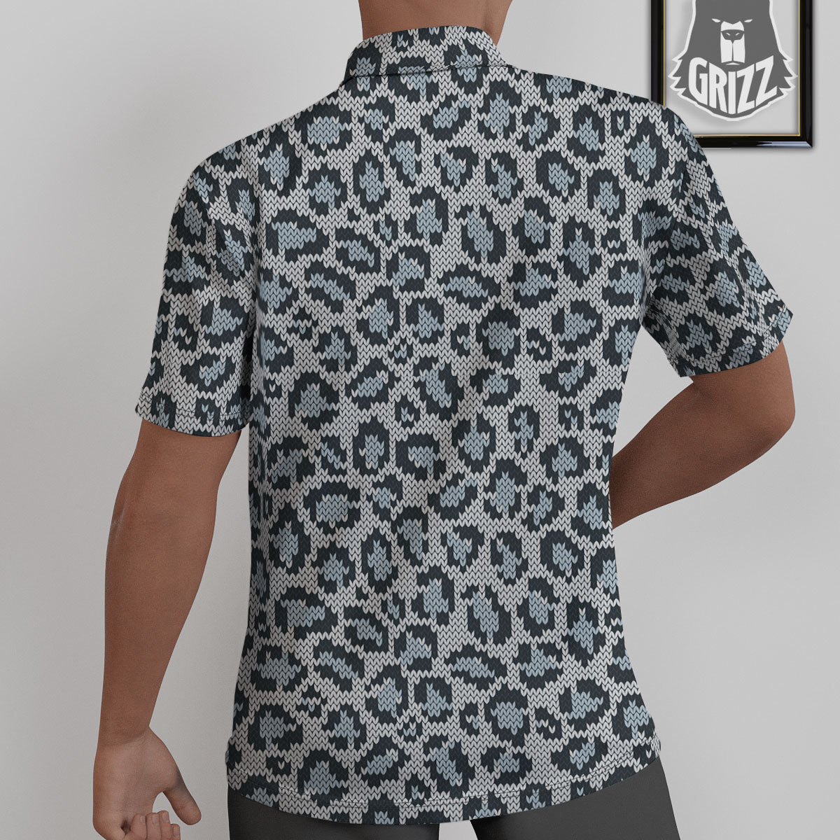 Knitted Snow Leopard Print Pattern Untucked Shirts-grizzshop