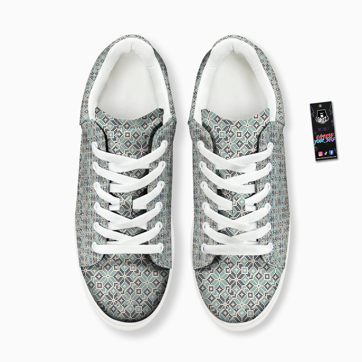 Knitted Snow Print Pattern Platform Shoes-grizzshop