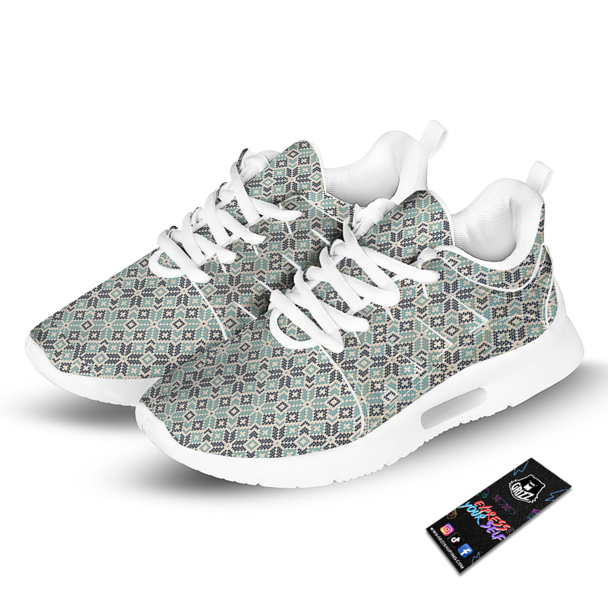Knitted Snow Print Pattern Tennis Shoes-grizzshop
