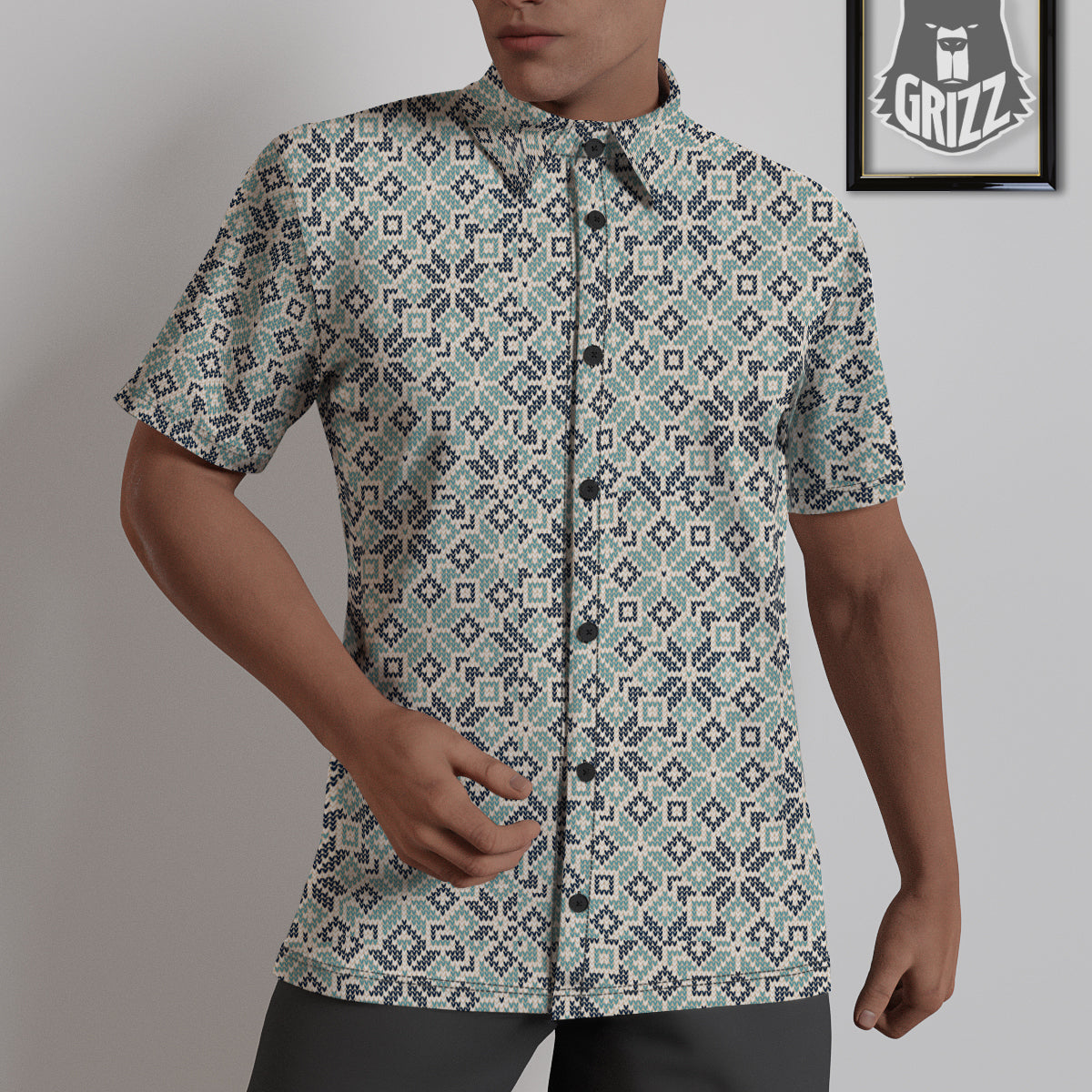 Knitted Snow Print Pattern Untucked Shirts-grizzshop