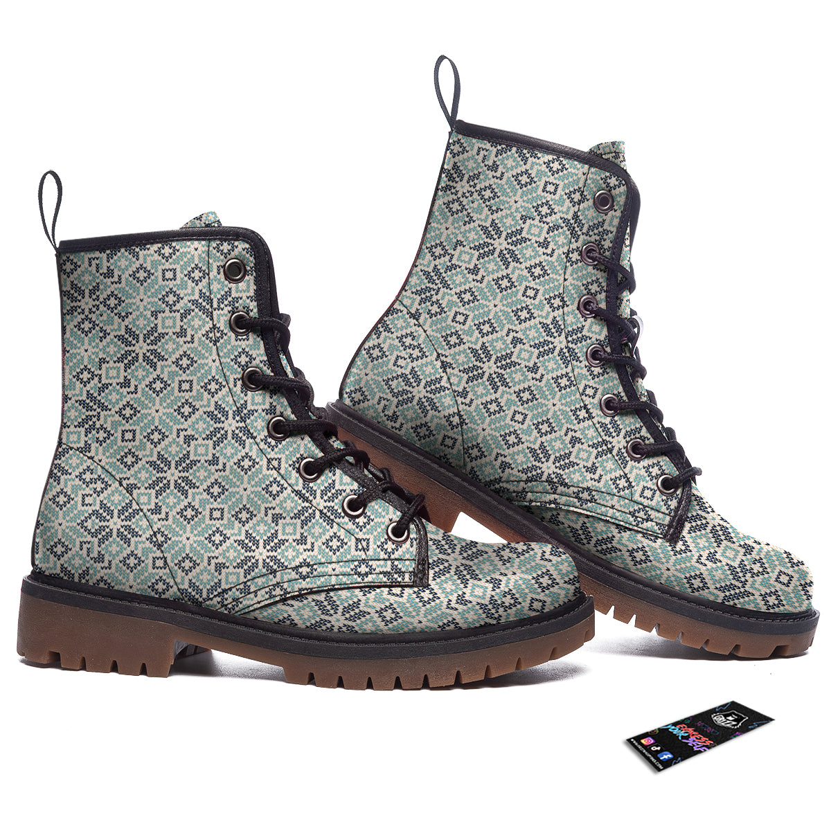 Knitted Snow Print Pattern Work Boots-grizzshop