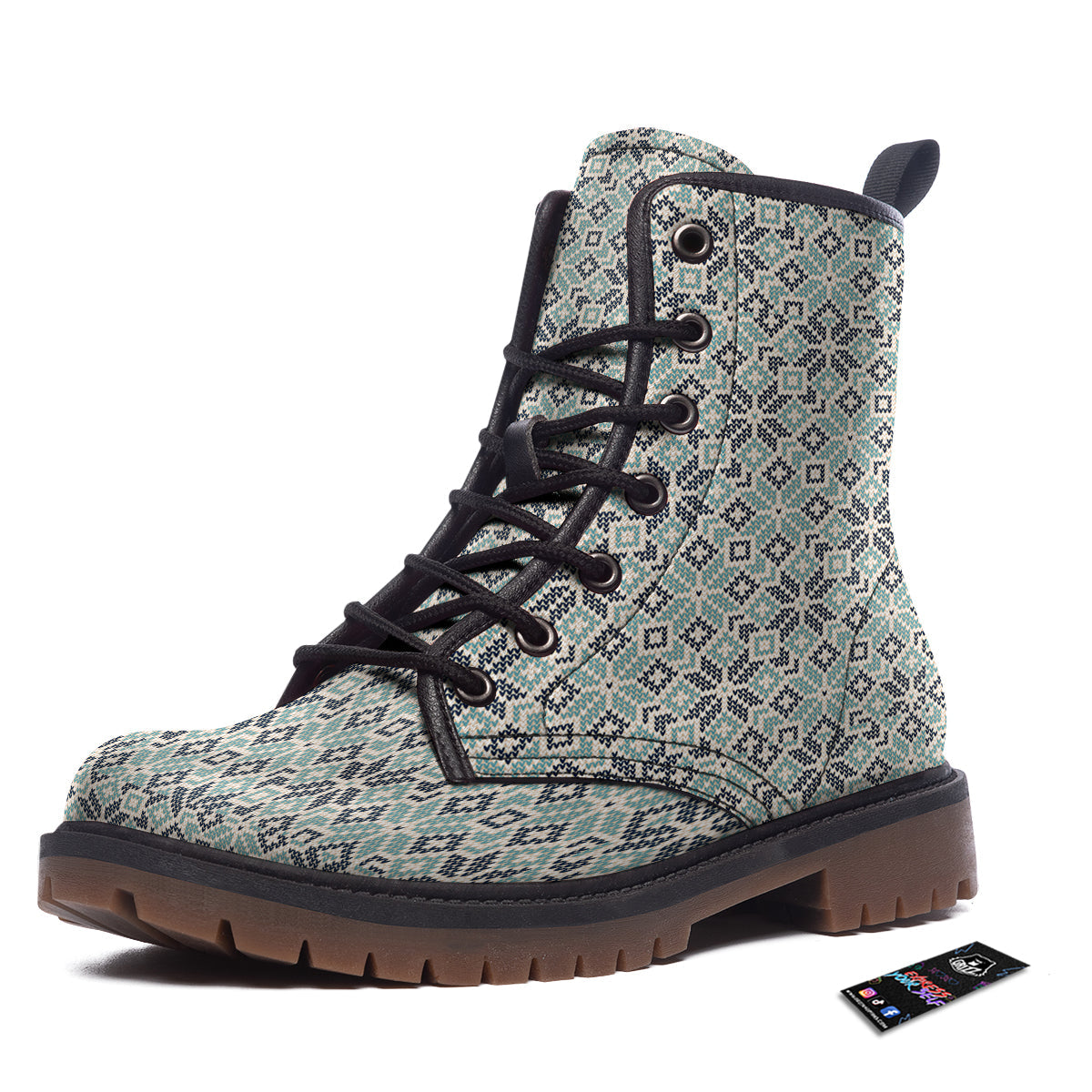 Knitted Snow Print Pattern Work Boots-grizzshop