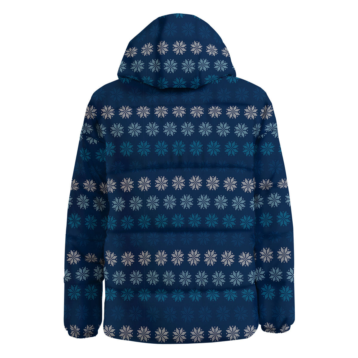 Knitted Snowflakes Print Pattern Down Jacket-grizzshop