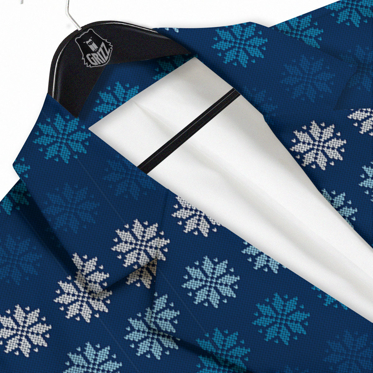 Knitted Snowflakes Print Pattern Men's Sport Coat-grizzshop