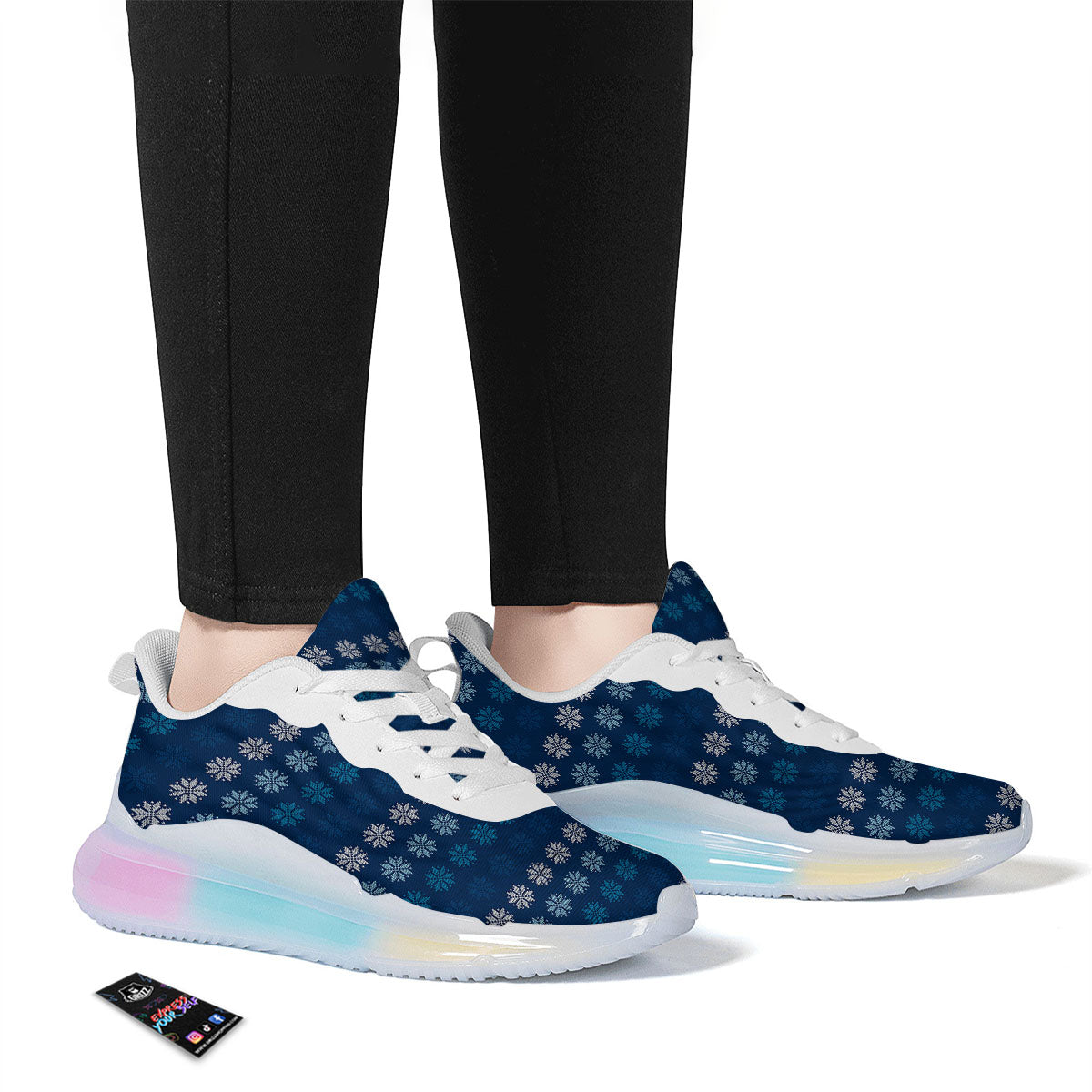 Knitted Snowflakes Print Pattern Running Sneakers-grizzshop