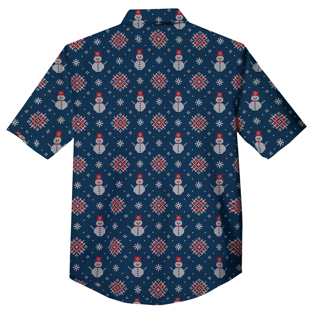 Knitted Snowman Print Pattern Button Up Shirt-grizzshop
