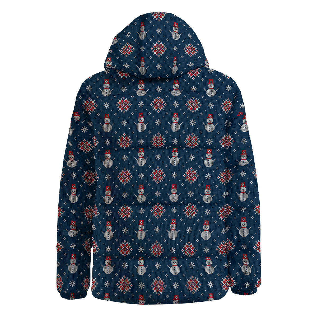 Knitted Snowman Print Pattern Down Jacket-grizzshop