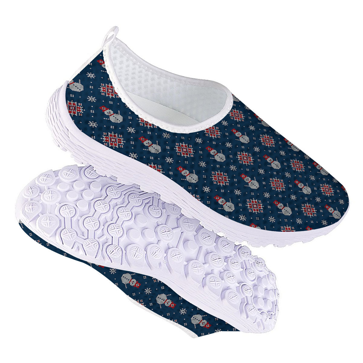 Knitted Snowman Print Pattern Nurse Shoes-grizzshop