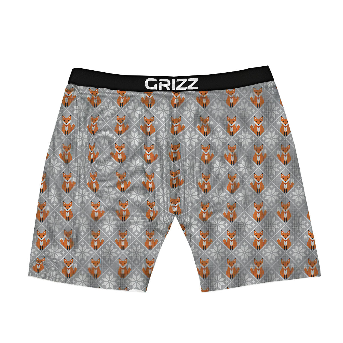 Knitted Snowy Fox Print Pattern Boxer Briefs-grizzshop