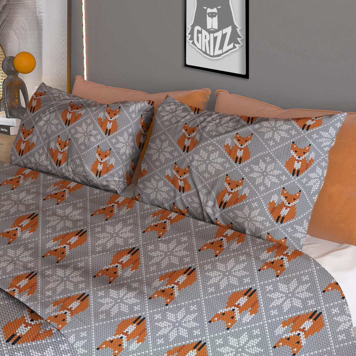 Knitted Zigzag Print Pattern Duvet Cover Bedding Set
