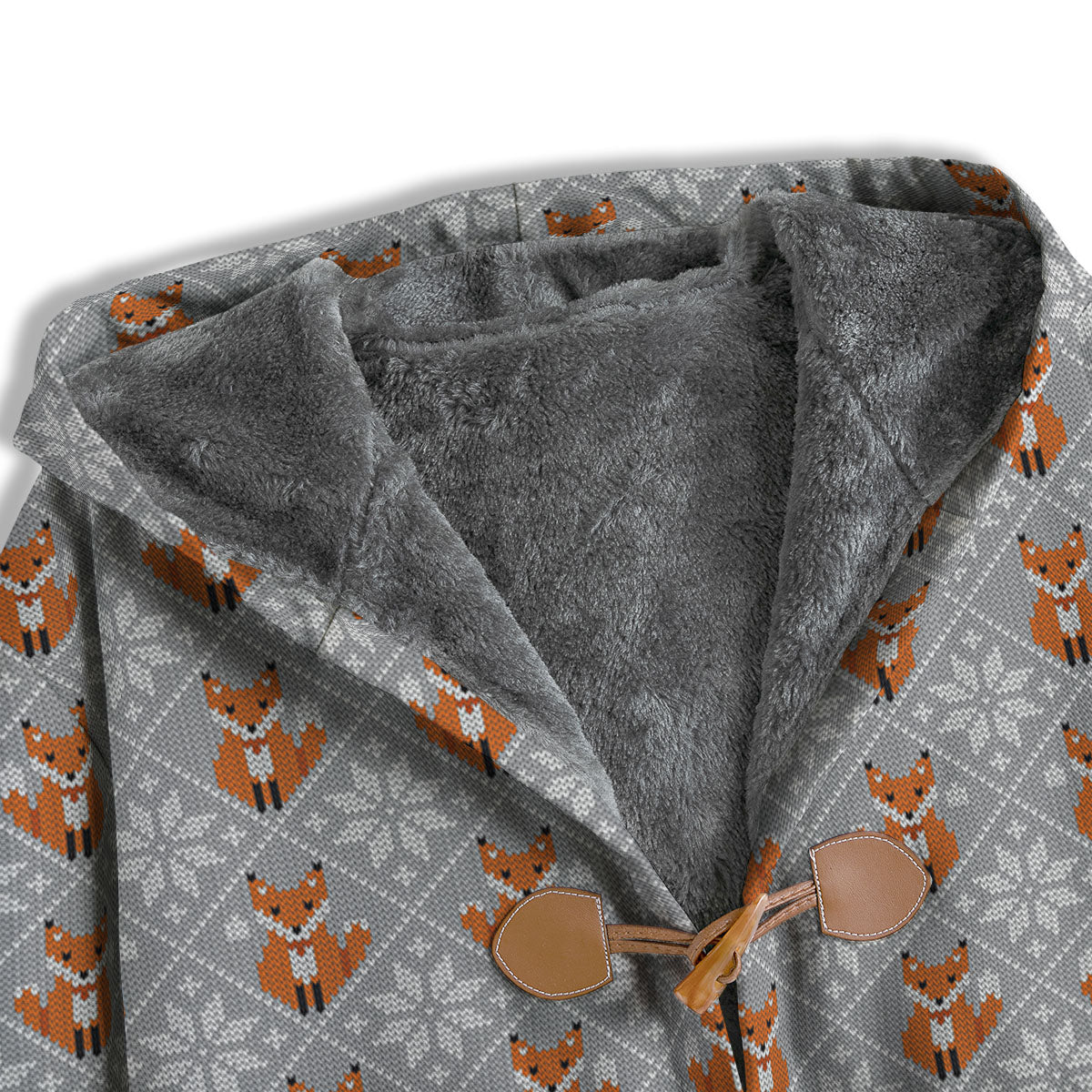 Knitted Snowy Fox Print Pattern Men's Windbreaker Jacket-grizzshop