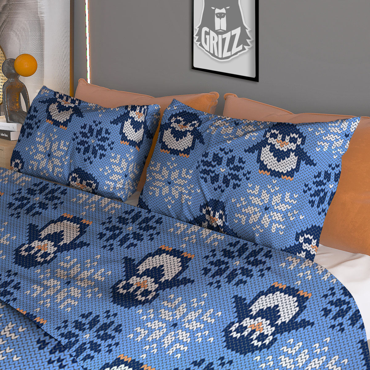 Knitting Winter Ski Print Pattern Duvet Cover Bedding Set