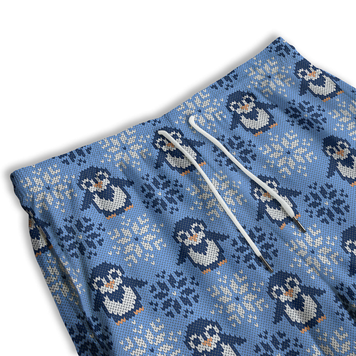 Knitted Snowy Penguin Print Pattern Men's Athletic Shorts