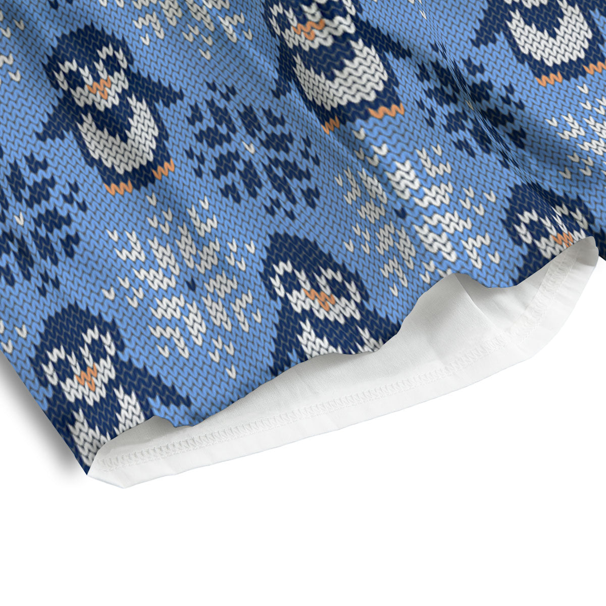 Knitted Snowy Penguin Print Pattern Men's Athletic Shorts