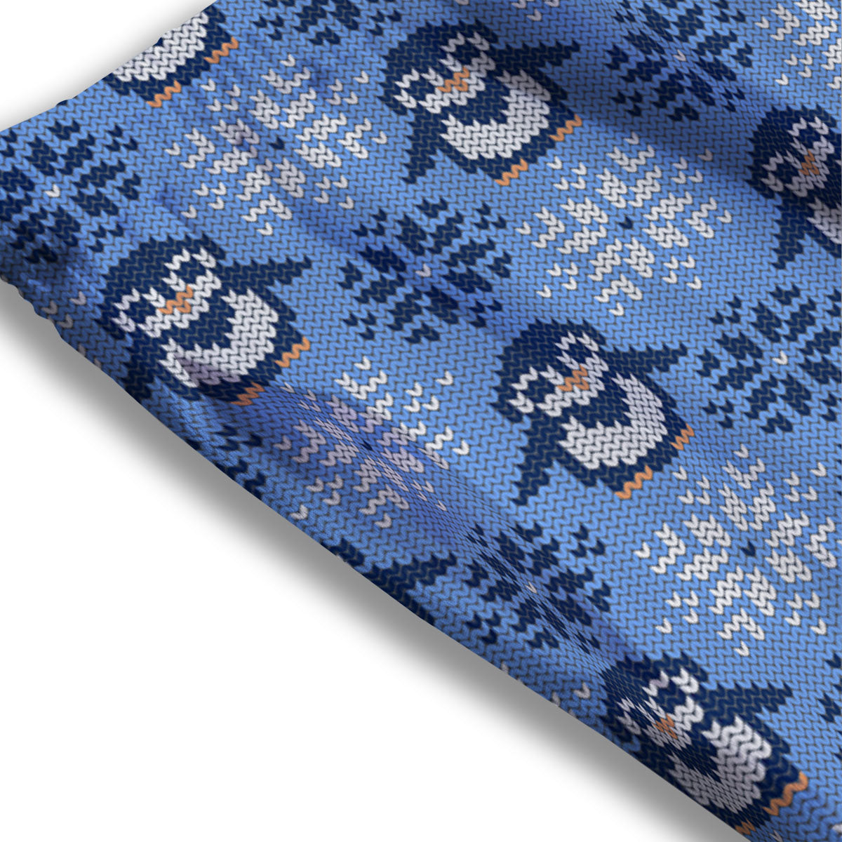 Knitted Snowy Penguin Print Pattern Mesh Shorts