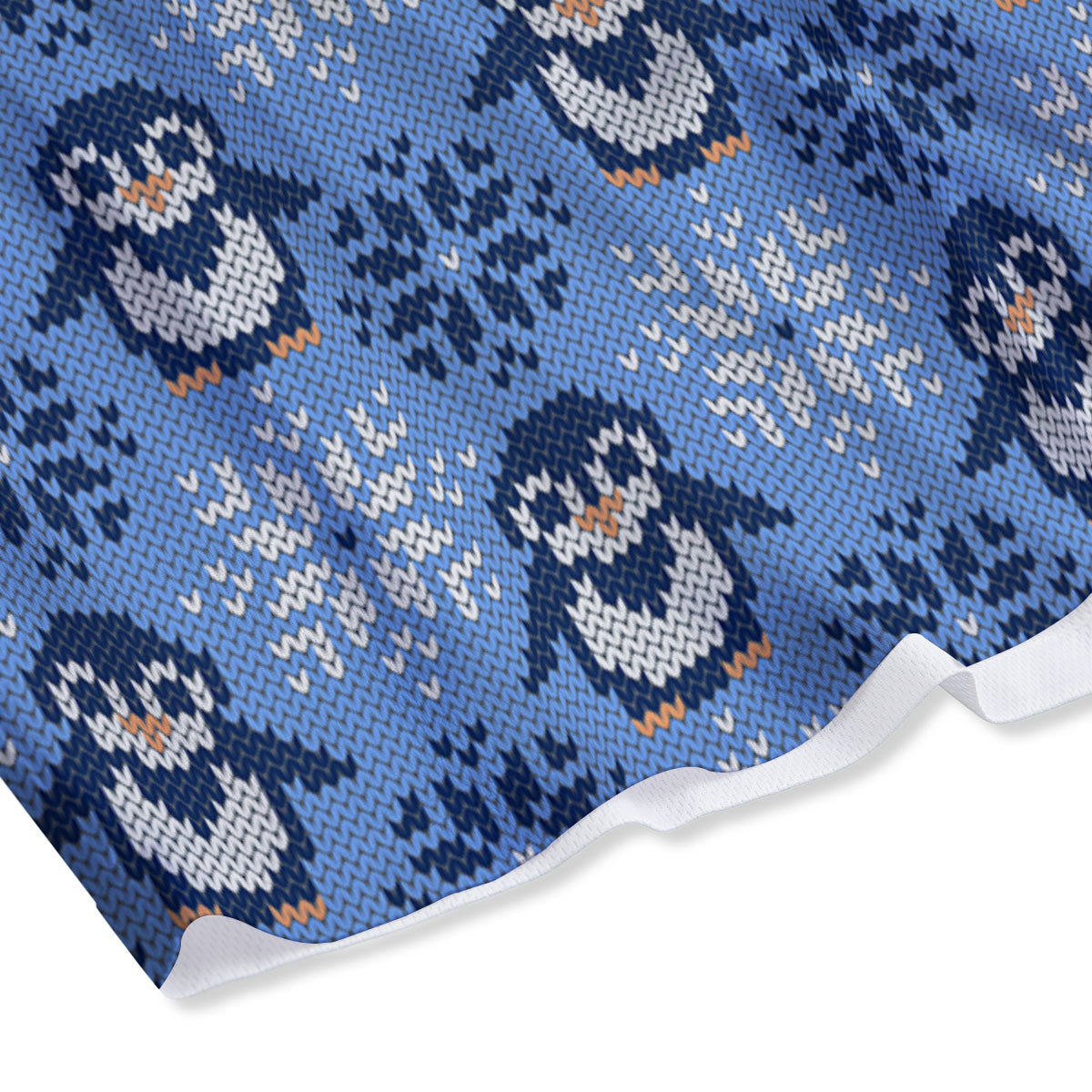 Knitted Snowy Penguin Print Pattern Mesh Shorts