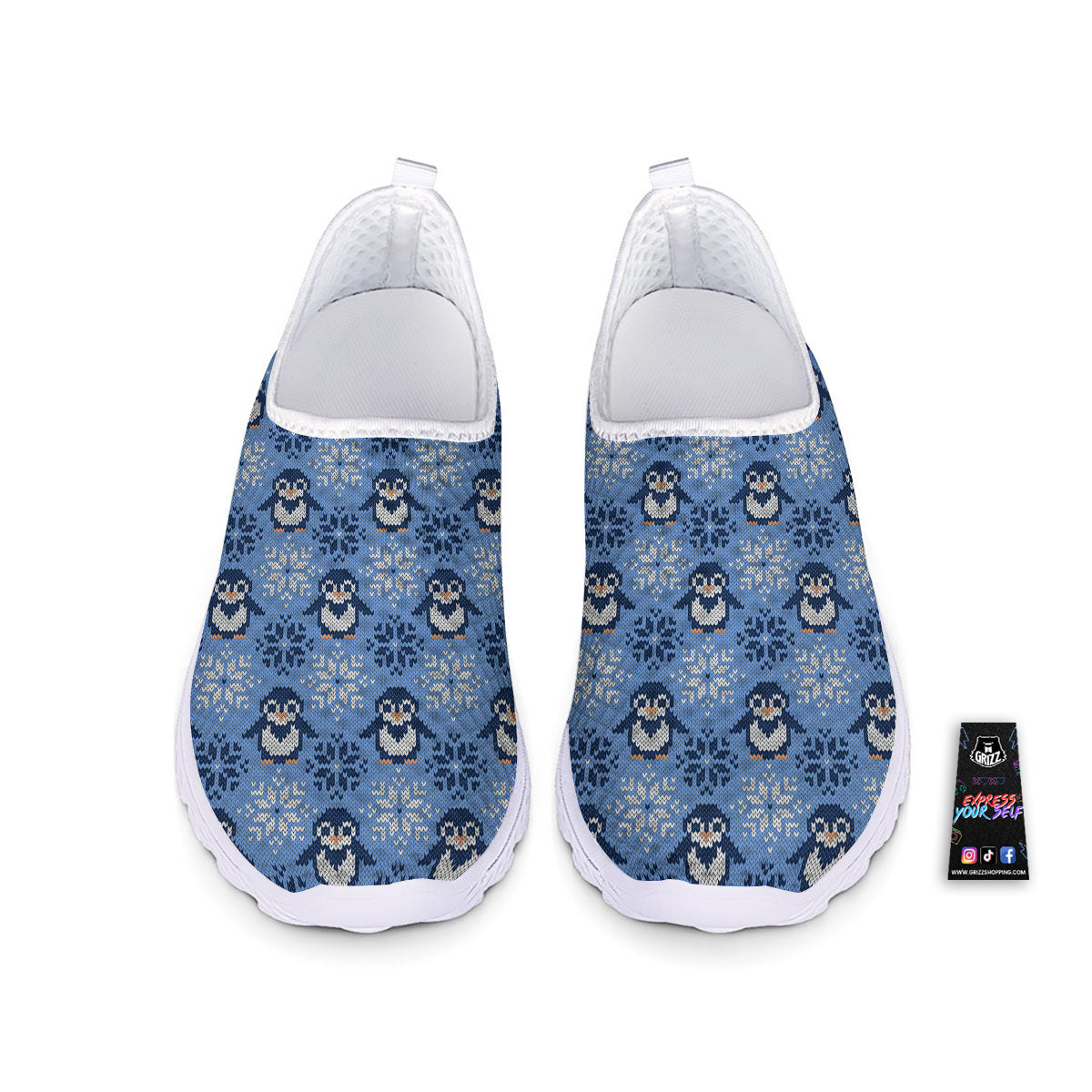 Knitted Snowy Penguin Print Pattern Nurse Shoes-grizzshop