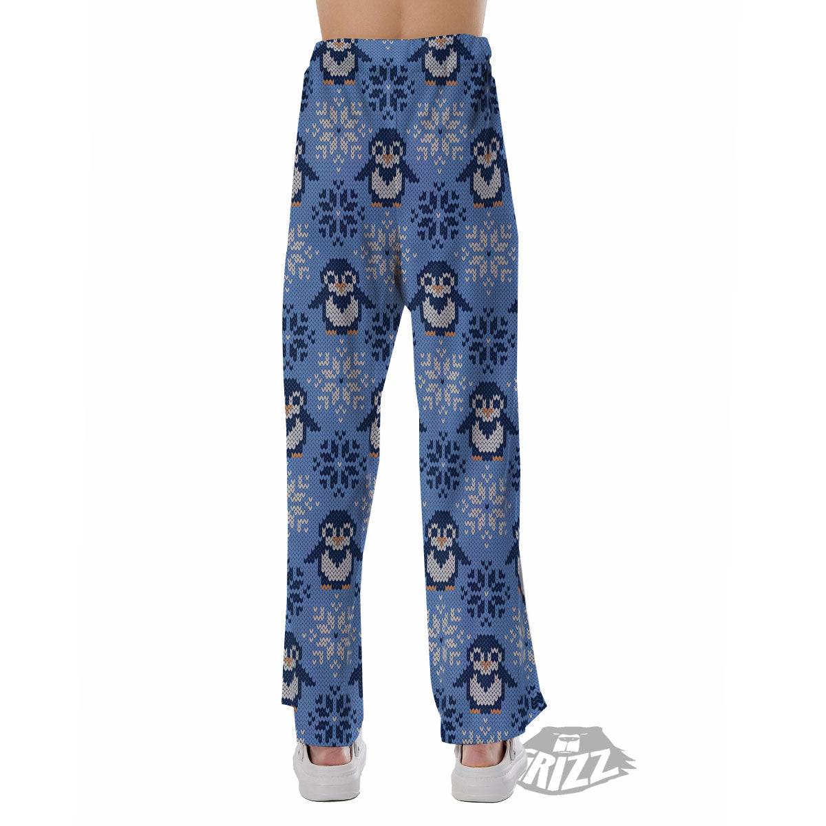 Knitted Snowy Penguin Print Pattern Pajama Pants-grizzshop