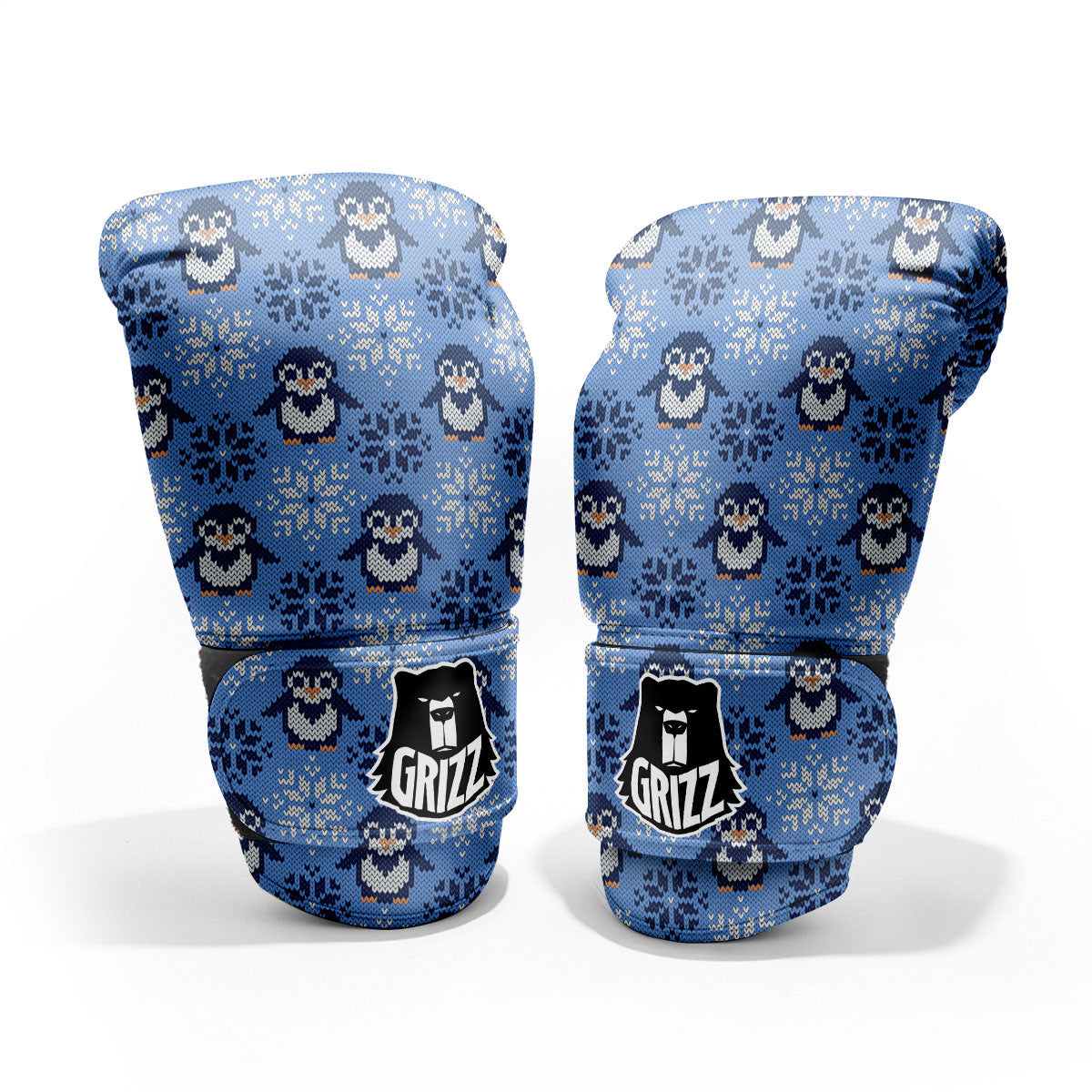 Knitted Snowy Penguin Print Pattern Pro Boxing Glove