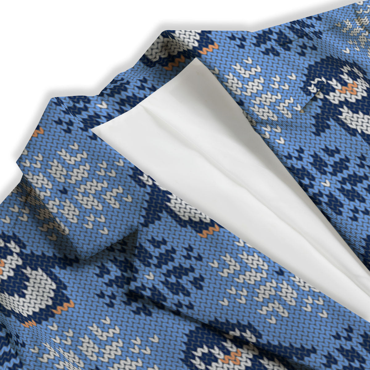 Knitted Snowy Penguin Print Pattern Women's Blazer-grizzshop