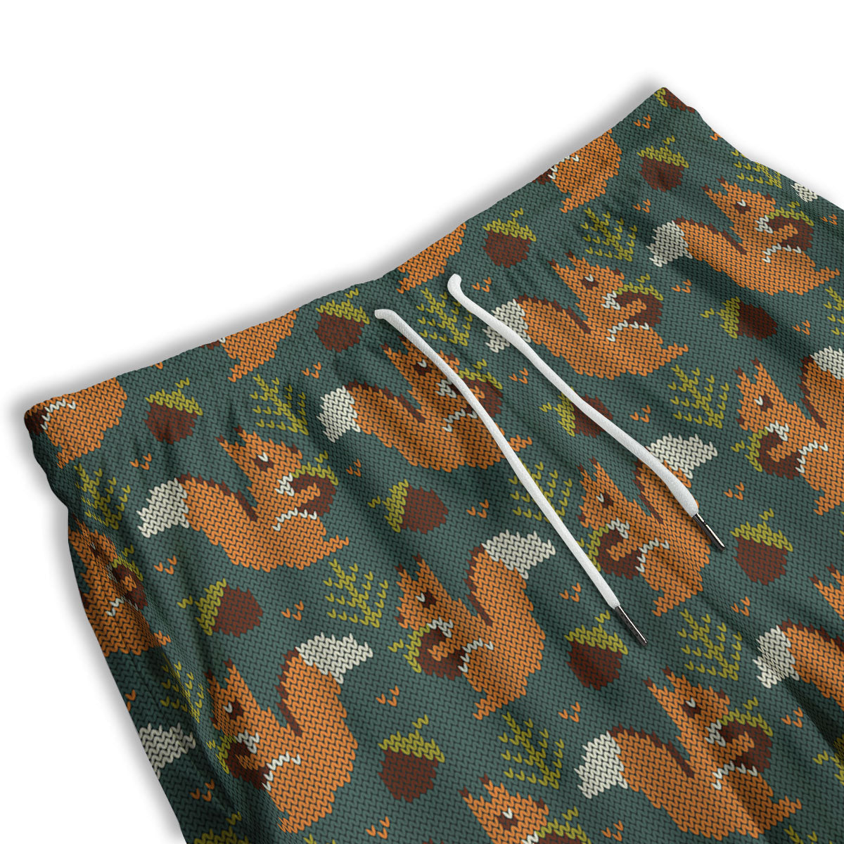 Knitted Squirrel Print Pattern Men's Athletic Shorts