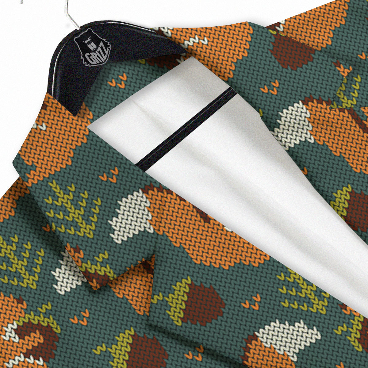 Knitted Squirrel Print Pattern Men's Sport Coat-grizzshop