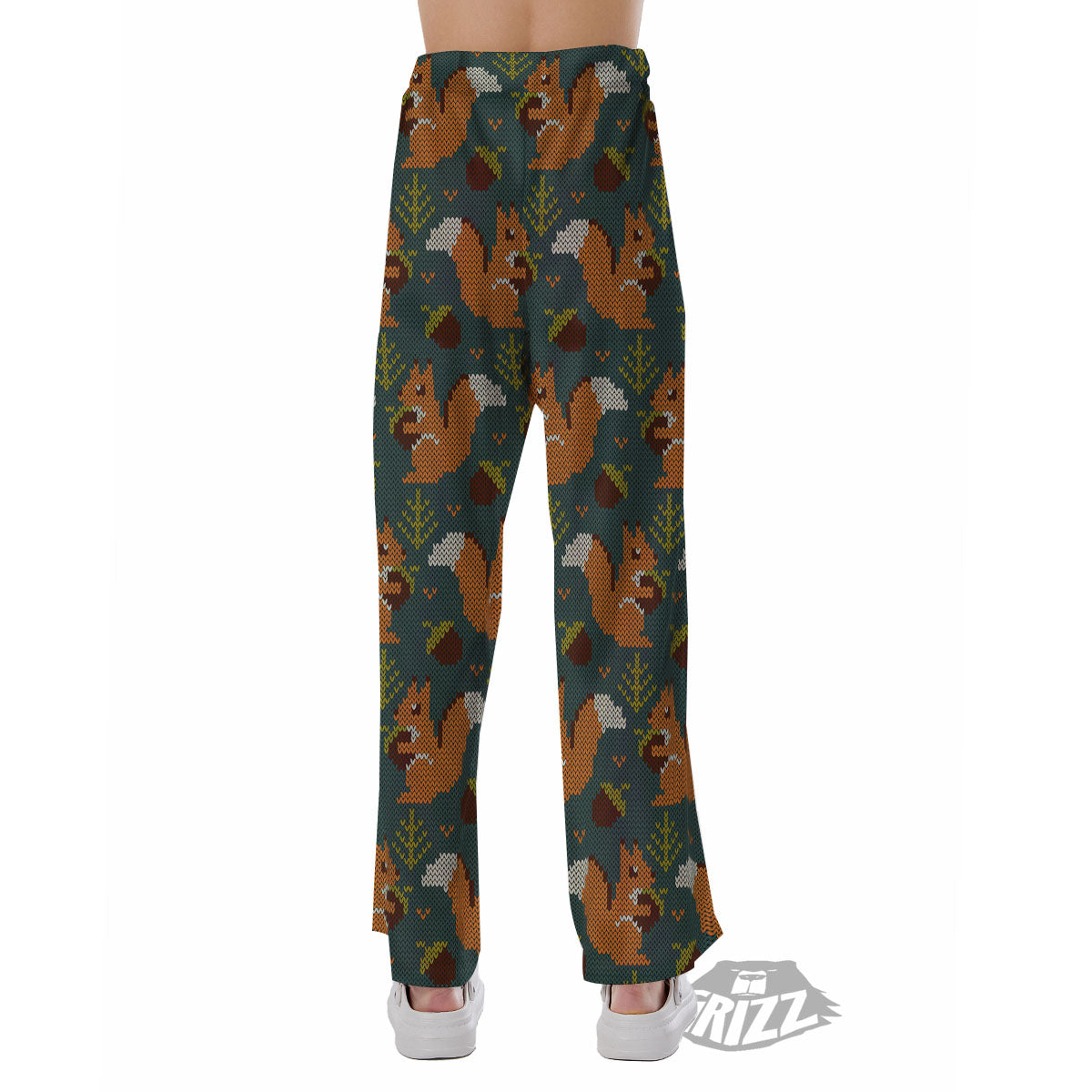 Knitted Squirrel Print Pattern Pajama Pants-grizzshop
