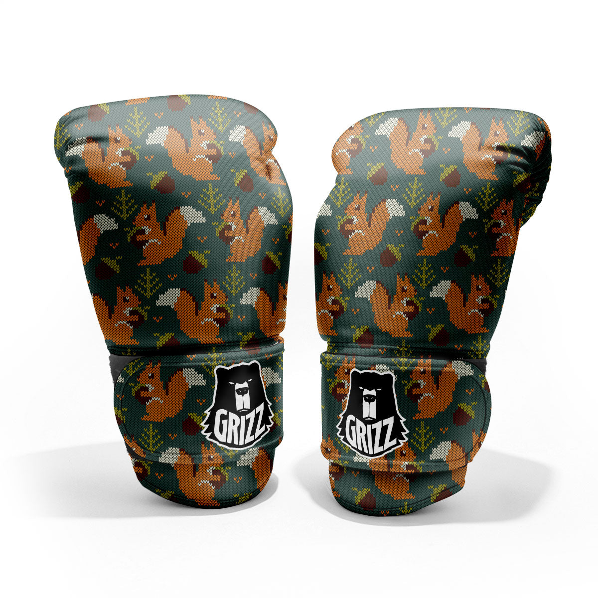 Knitted Squirrel Print Pattern Pro Boxing Glove