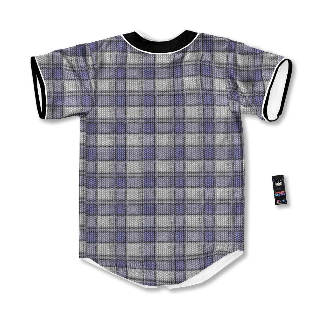 Knitted Tartan Print Pattern Baseball Jersey-grizzshop
