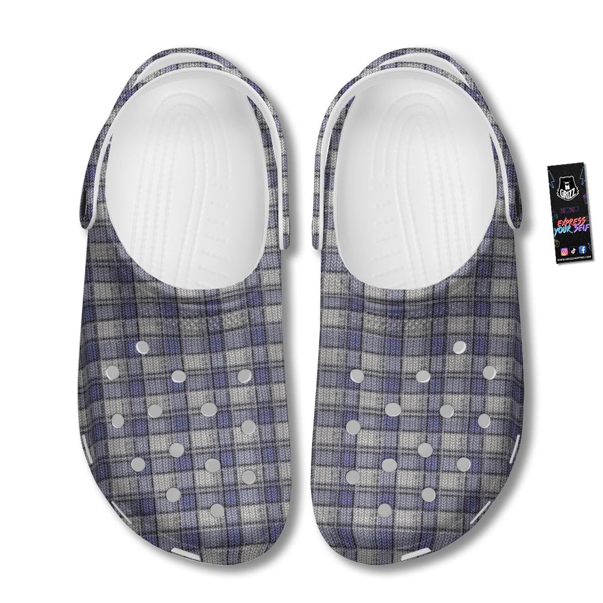 Knitted Tartan Print Pattern Clog-grizzshop