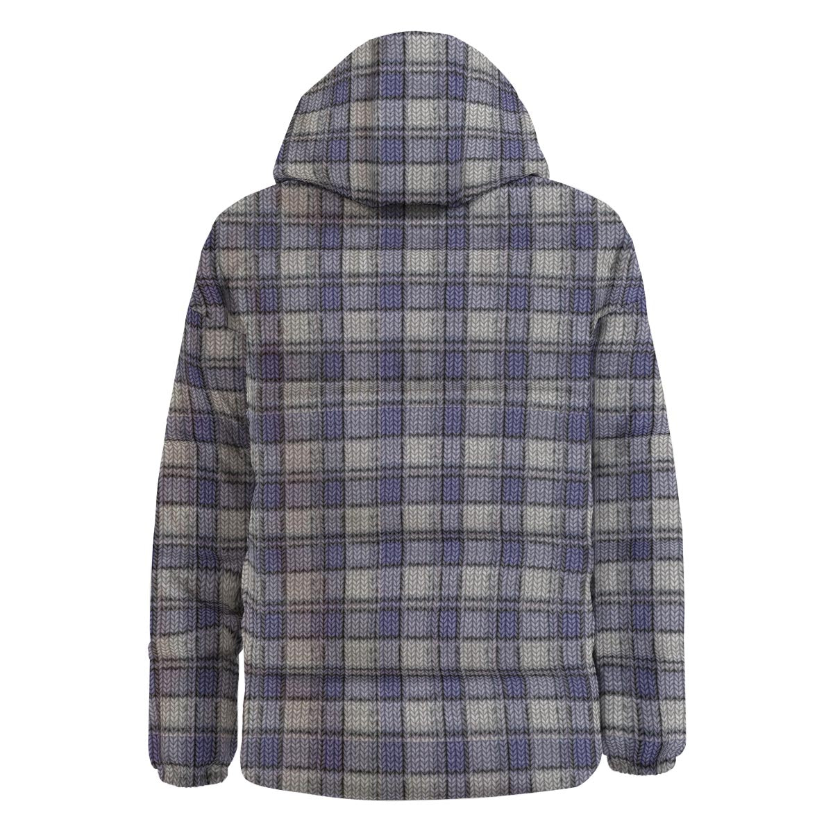 Knitted Tartan Print Pattern Down Jacket-grizzshop