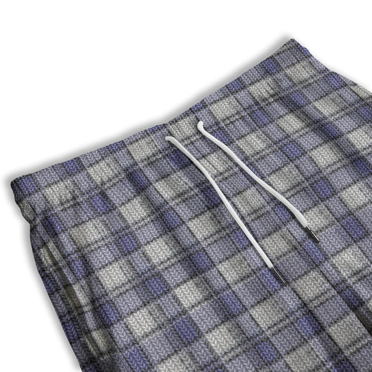 Knitted Tartan Print Pattern Men's Athletic Shorts