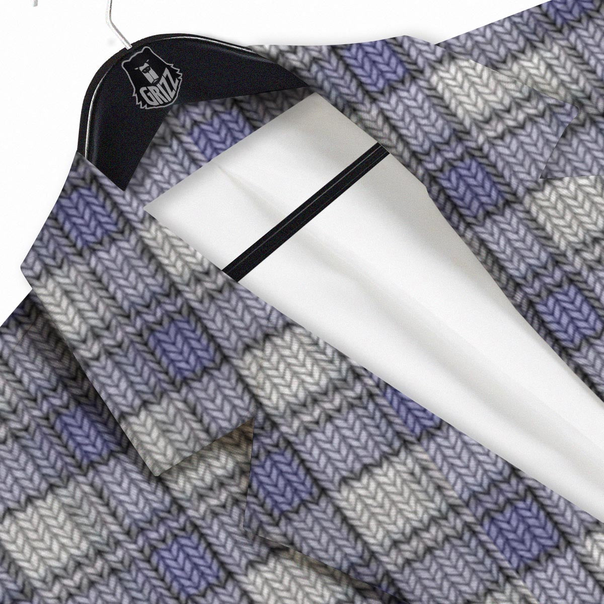 Knitted Tartan Print Pattern Men's Sport Coat-grizzshop