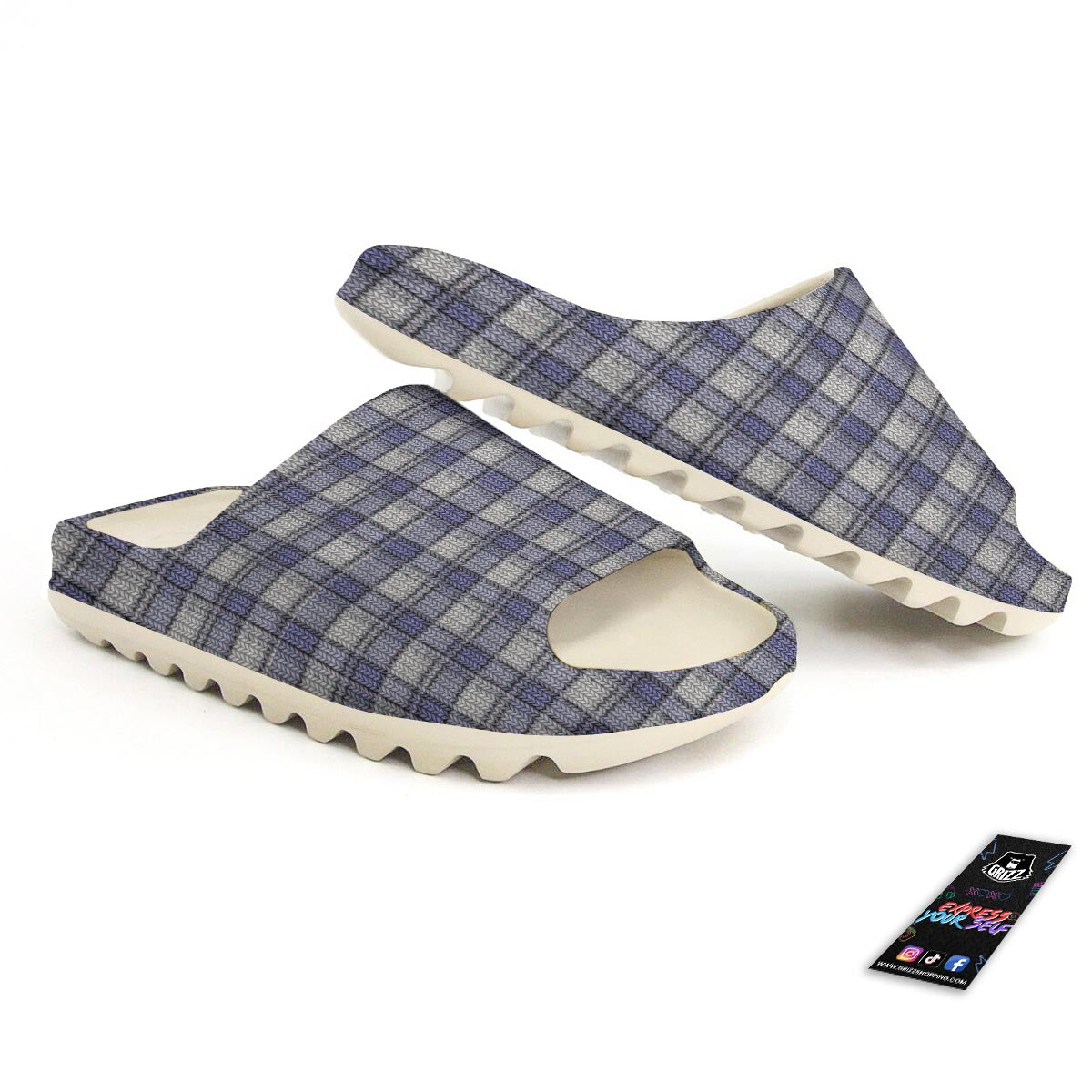 Knitted Tartan Print Pattern Sandals-grizzshop