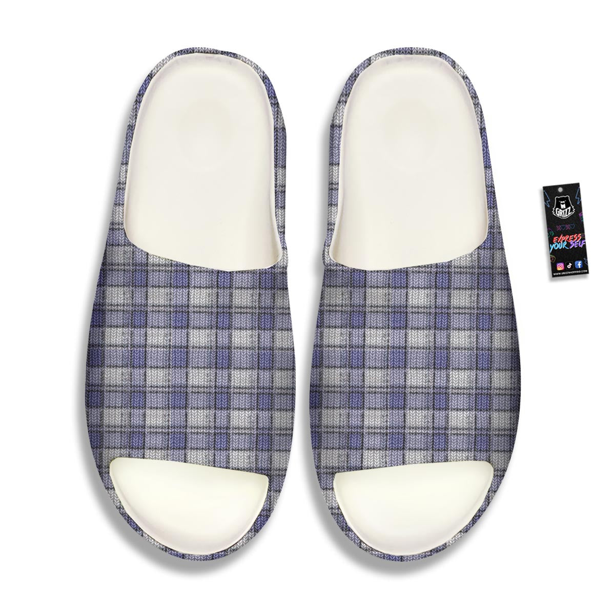 Knitted Tartan Print Pattern Sandals-grizzshop