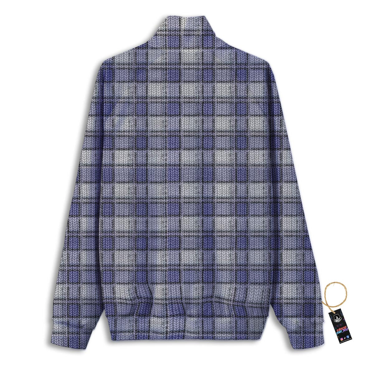Knitted Tartan Print Pattern Track Jacket-grizzshop