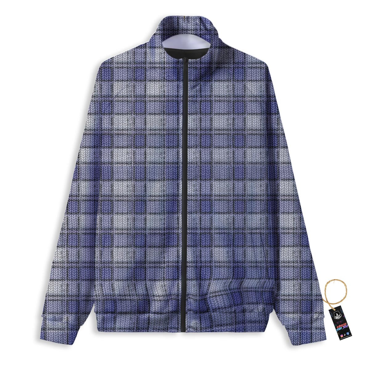 Knitted Tartan Print Pattern Track Jacket-grizzshop