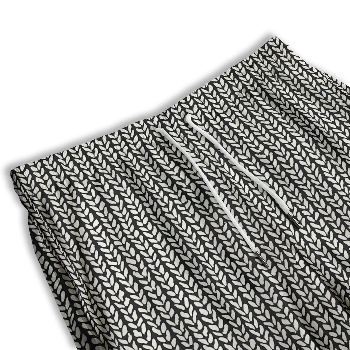 Knitted Texture White And Black Print Pattern Men's Athletic Shorts