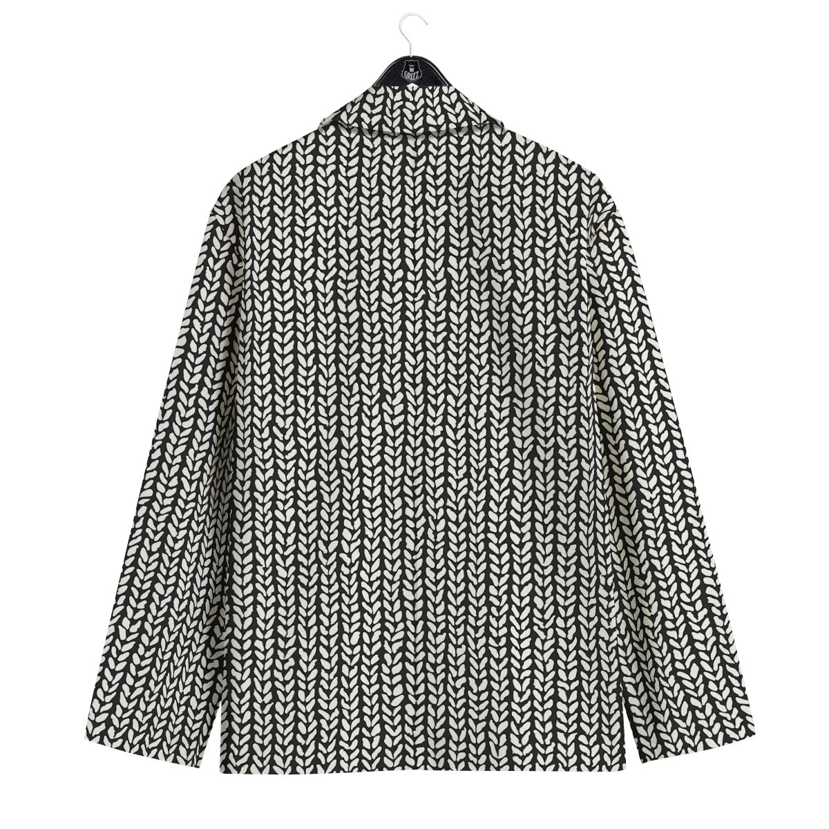 Knitted Texture White And Black Print Pattern Men's Sport Coat-grizzshop