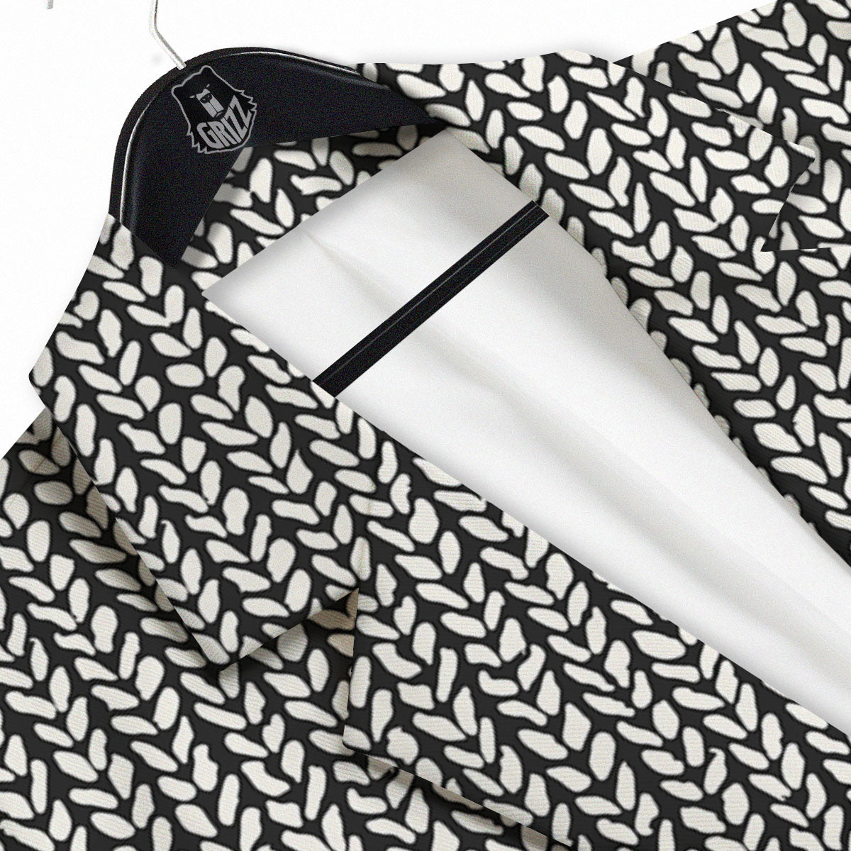Knitted Texture White And Black Print Pattern Men's Sport Coat-grizzshop