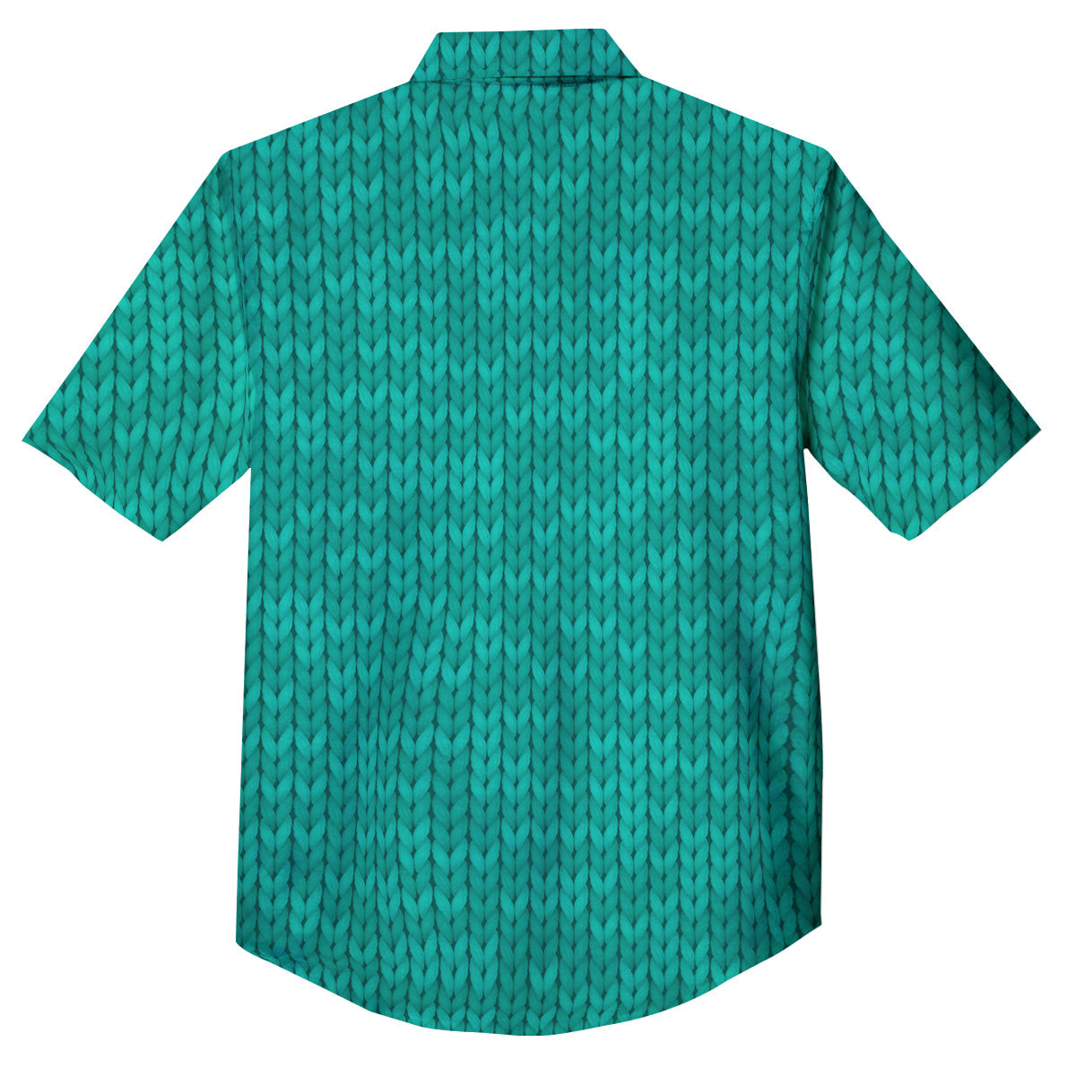 Knitted Turquoise Print Pattern Button Up Shirt-grizzshop