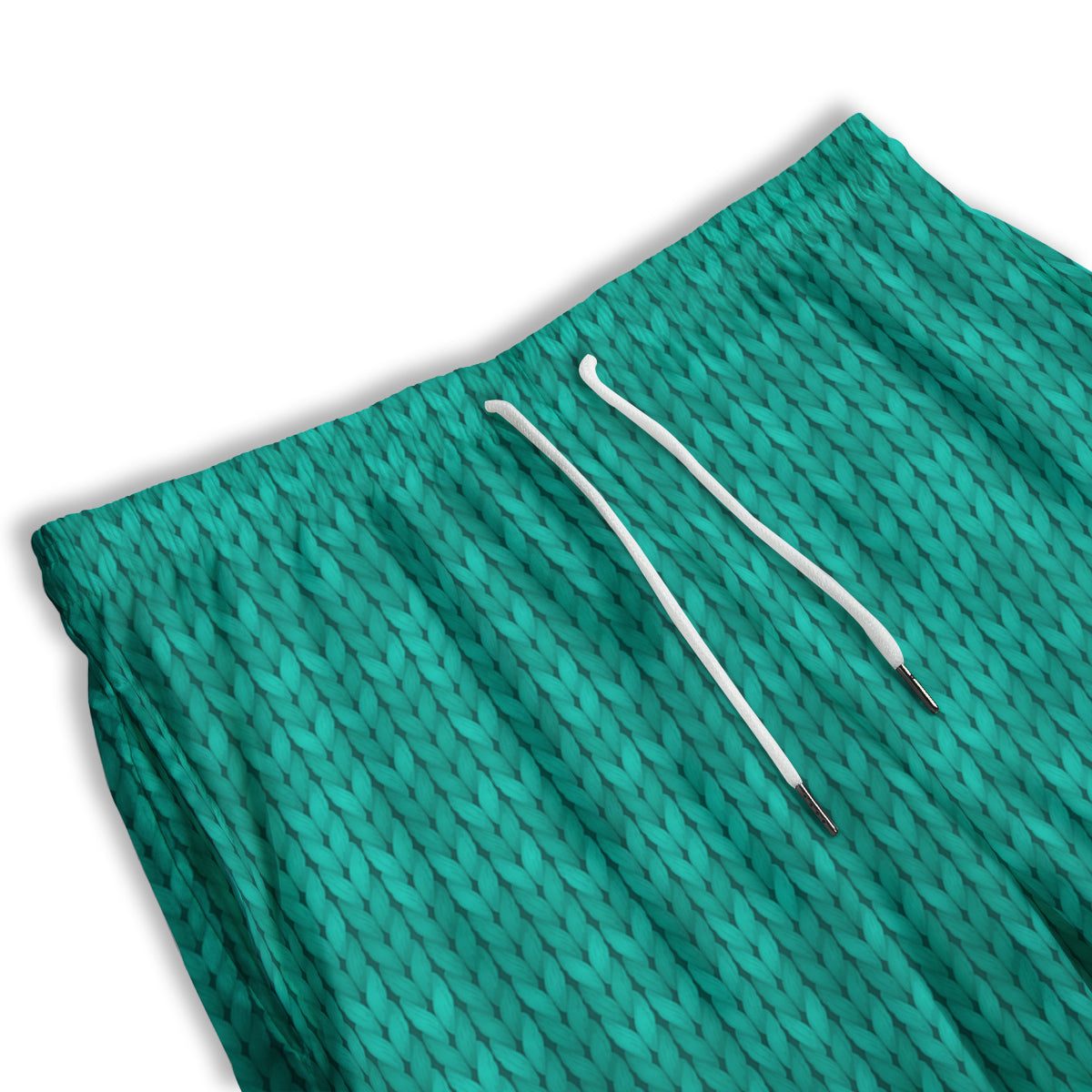 Knitted Turquoise Print Pattern Men's Athletic Shorts