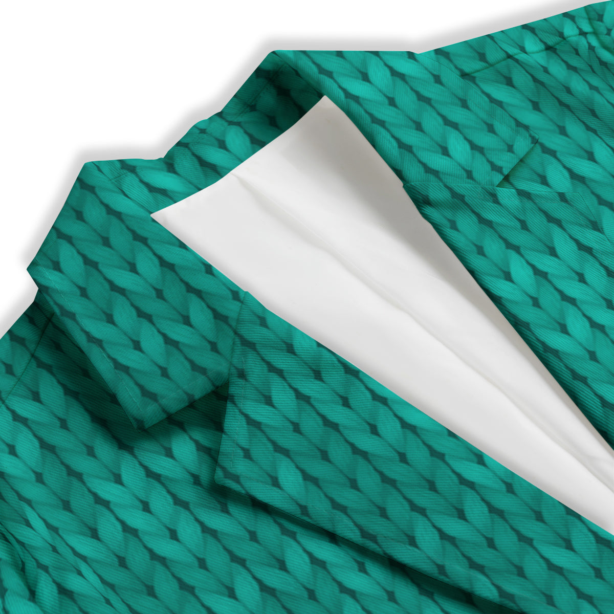 Knitted Turquoise Print Pattern Women's Blazer-grizzshop