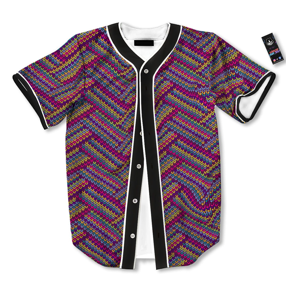 Knitted Vintage Print Pattern Baseball Jersey-grizzshop