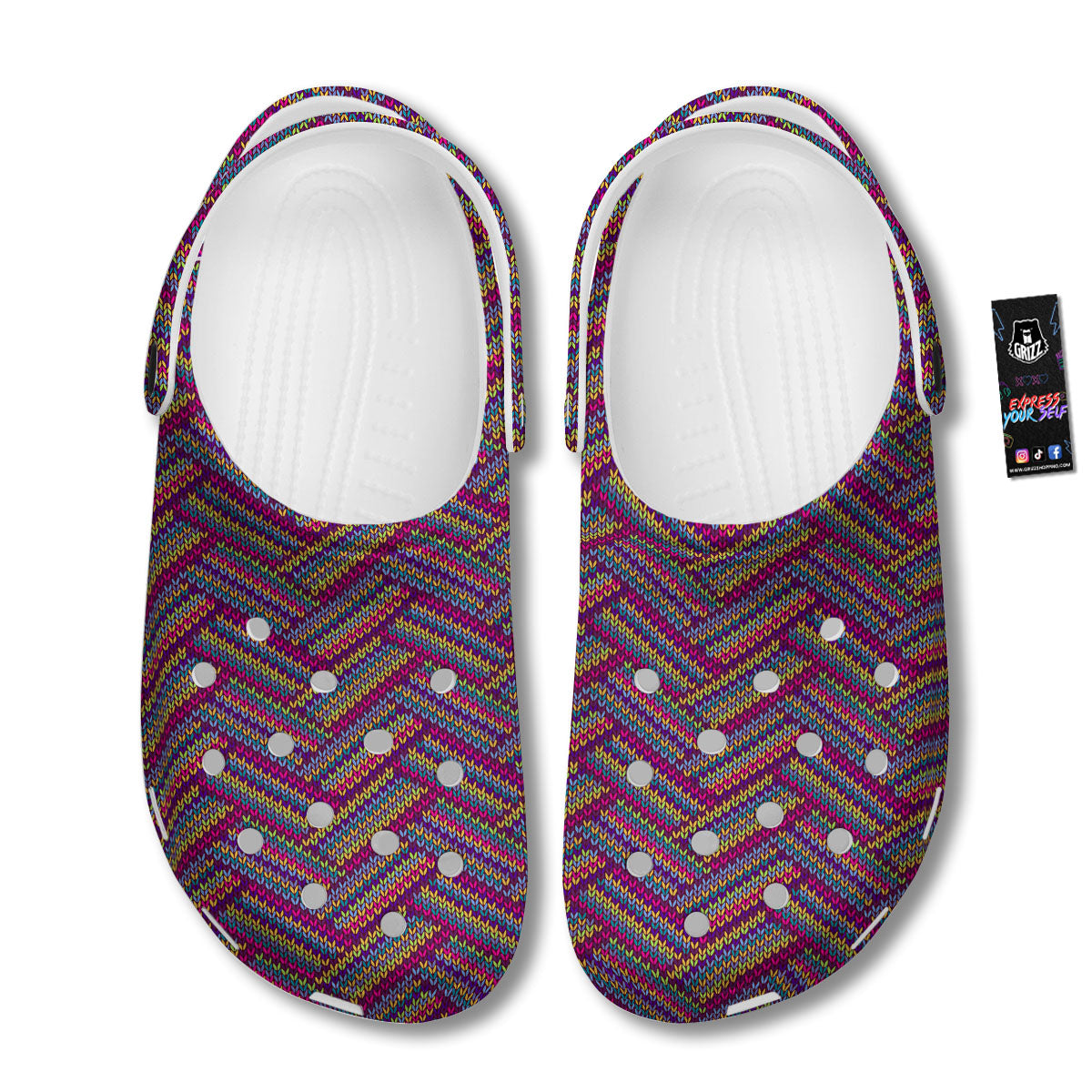 Knitted Vintage Print Pattern Clog-grizzshop