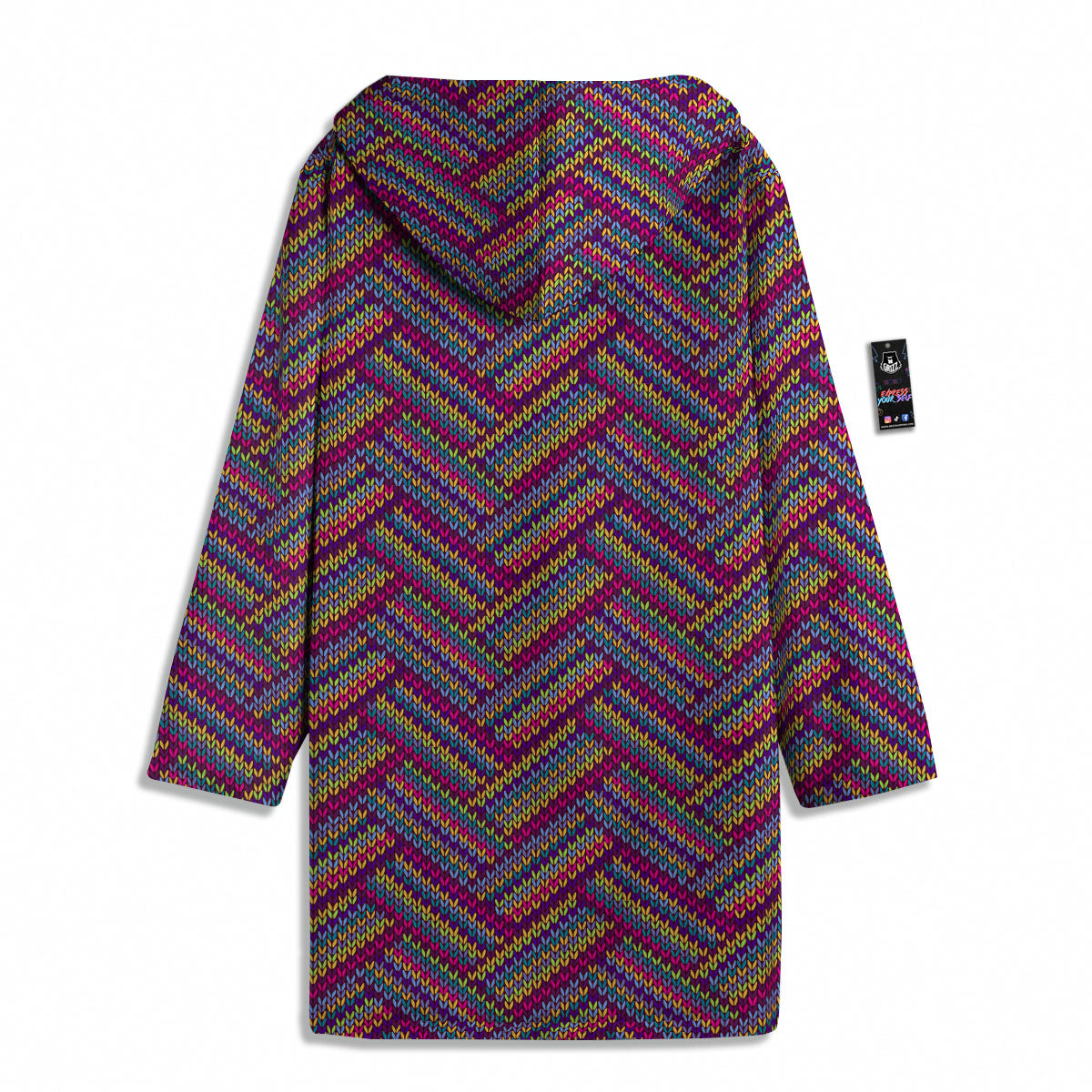 Knitted Vintage Print Pattern Men's Windbreaker Jacket-grizzshop