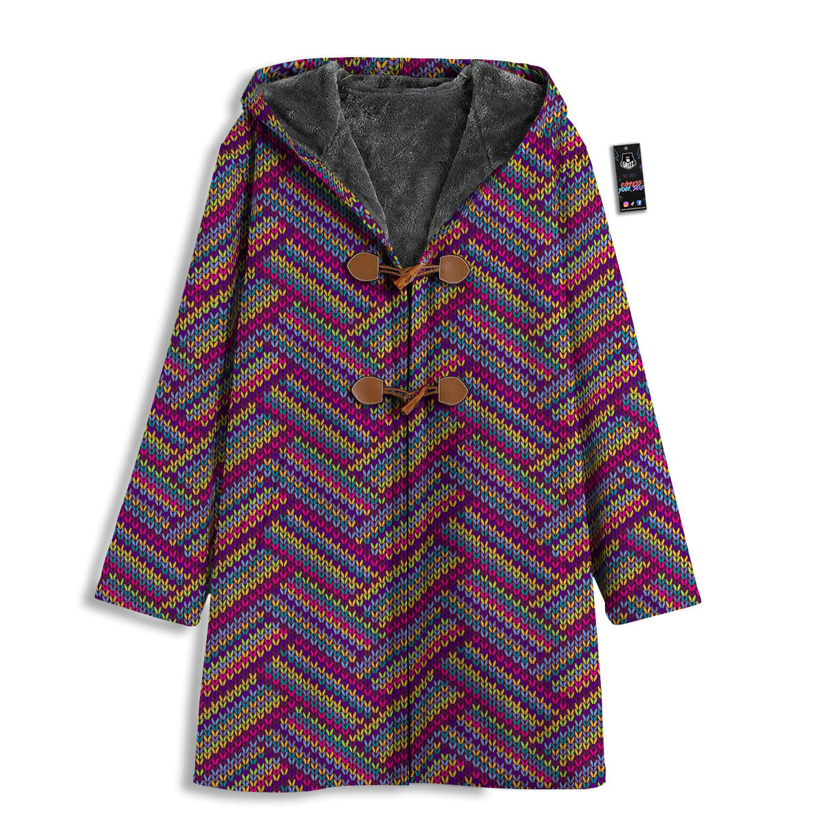 Knitted Vintage Print Pattern Men's Windbreaker Jacket-grizzshop