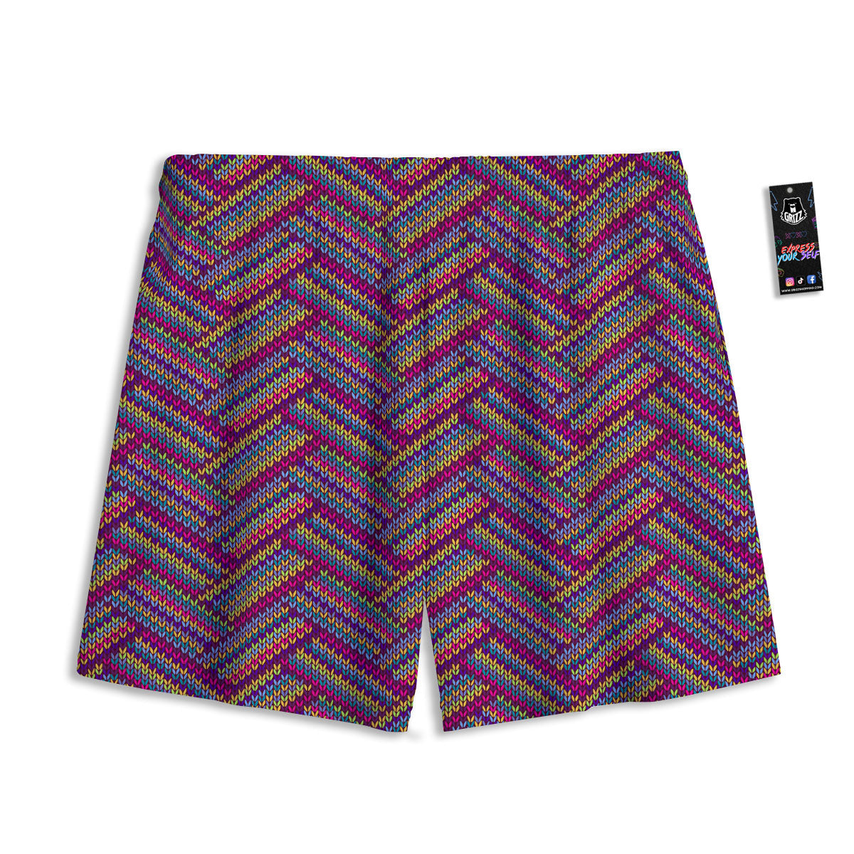 Knitted Vintage Print Pattern Mesh Shorts