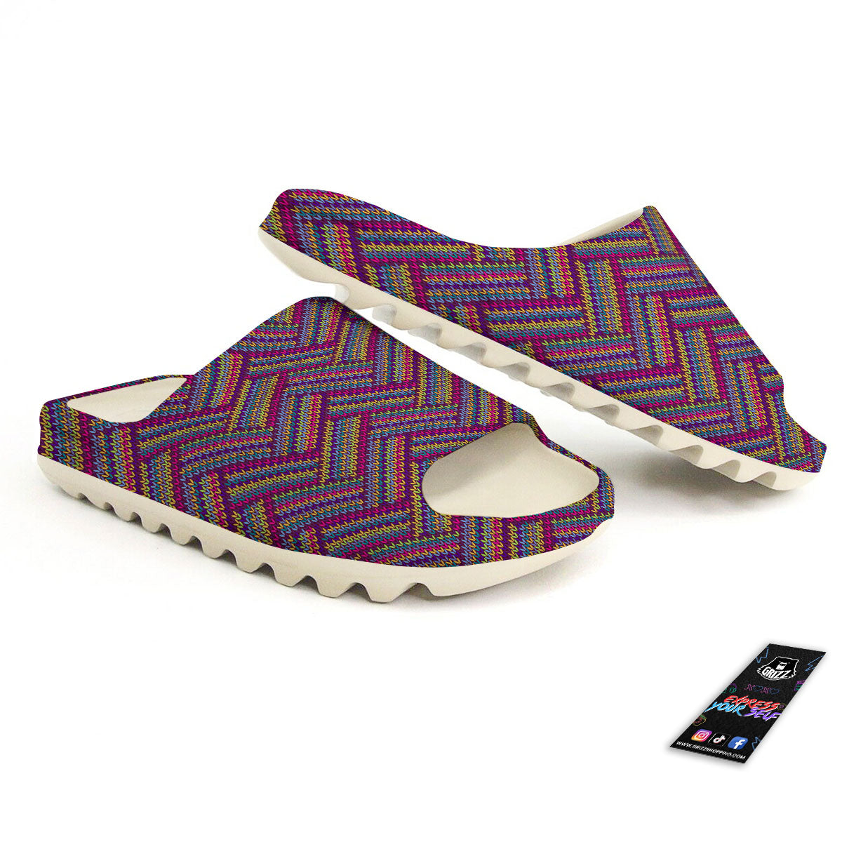 Knitted Vintage Print Pattern Sandals-grizzshop