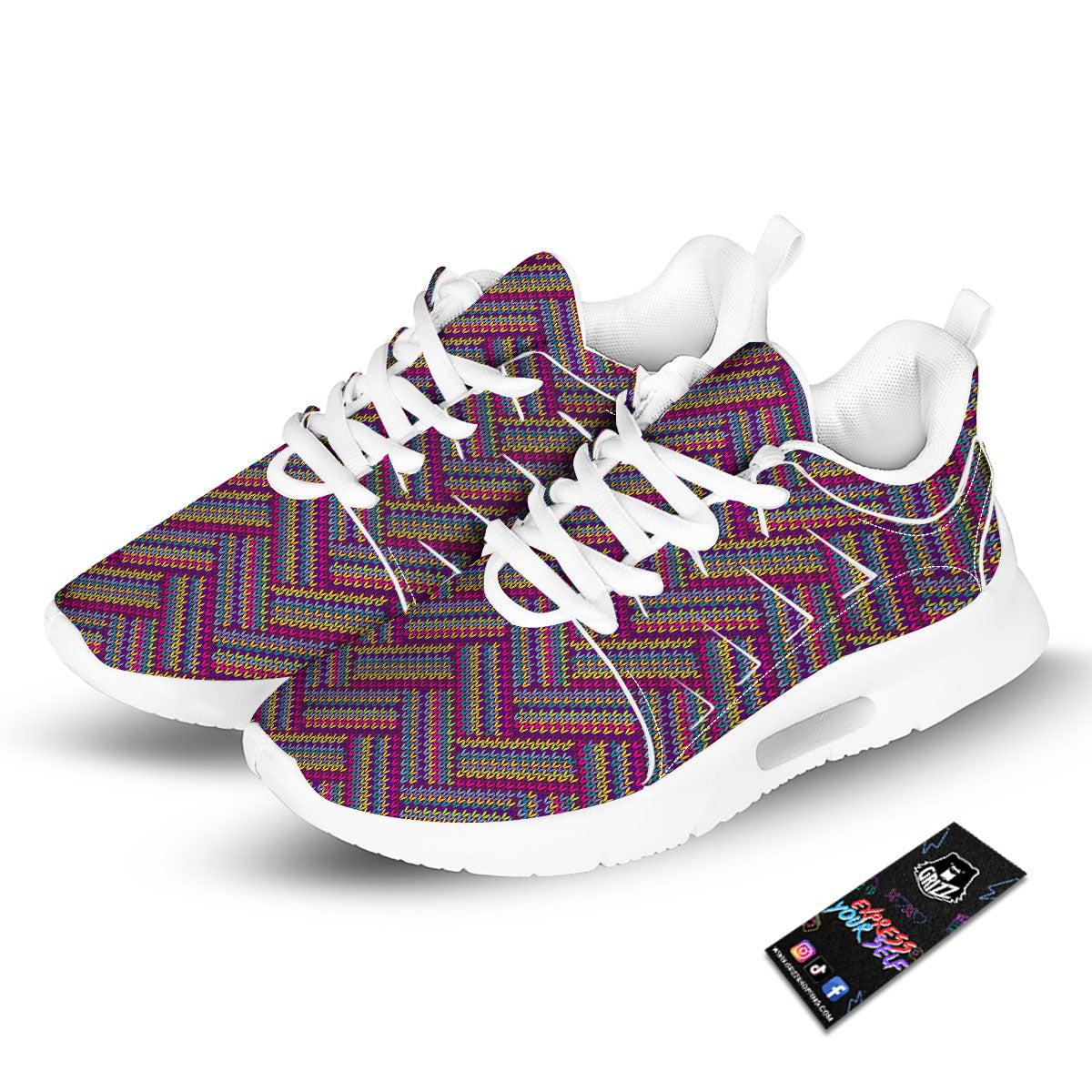 Knitted Vintage Print Pattern Tennis Shoes-grizzshop